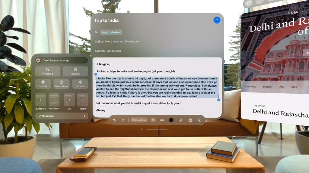 Apple Intelligence visionOS Vision Pro